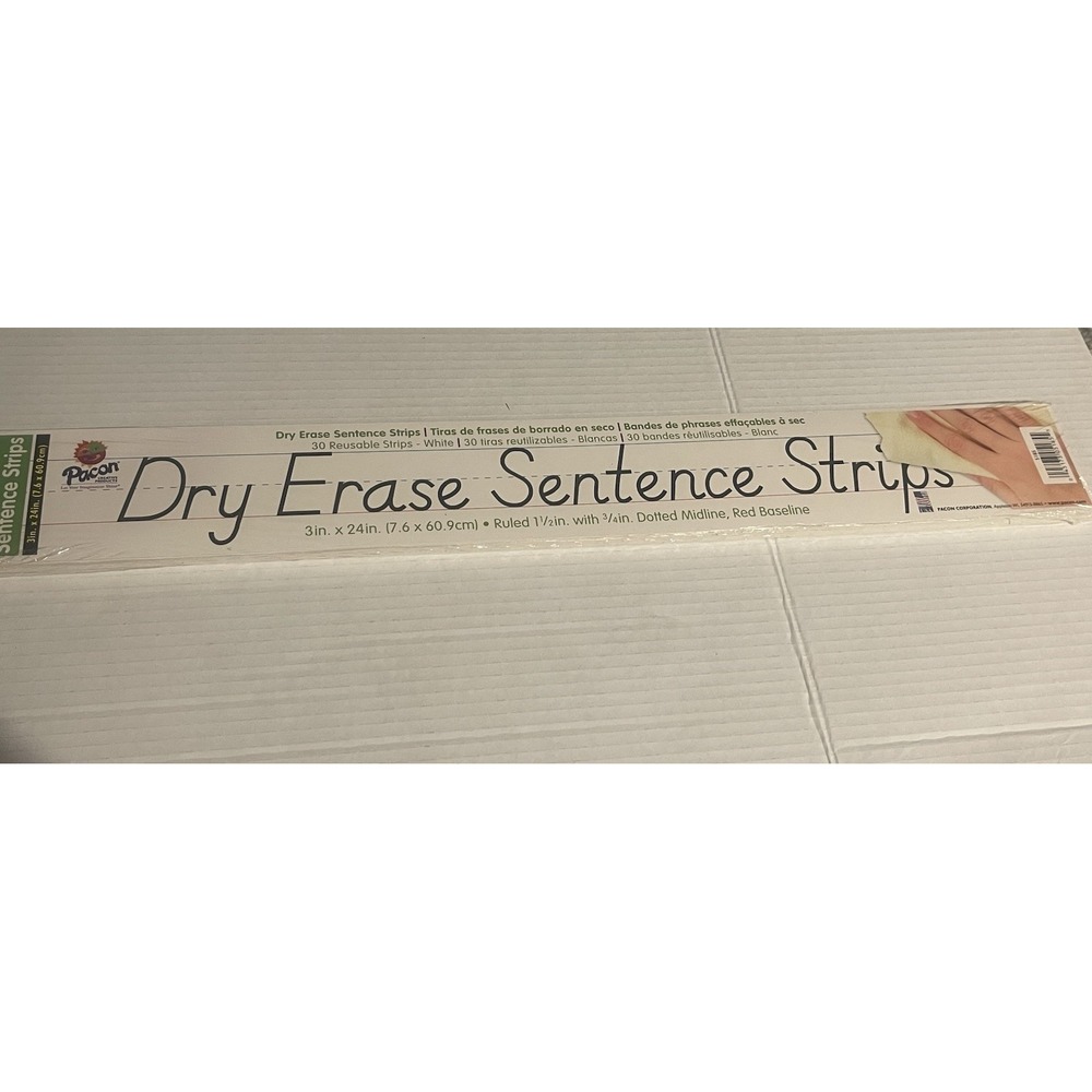 Pacon 30-pack Dry Erase Sentence Strips 3"‎ x 24" P/N 5185